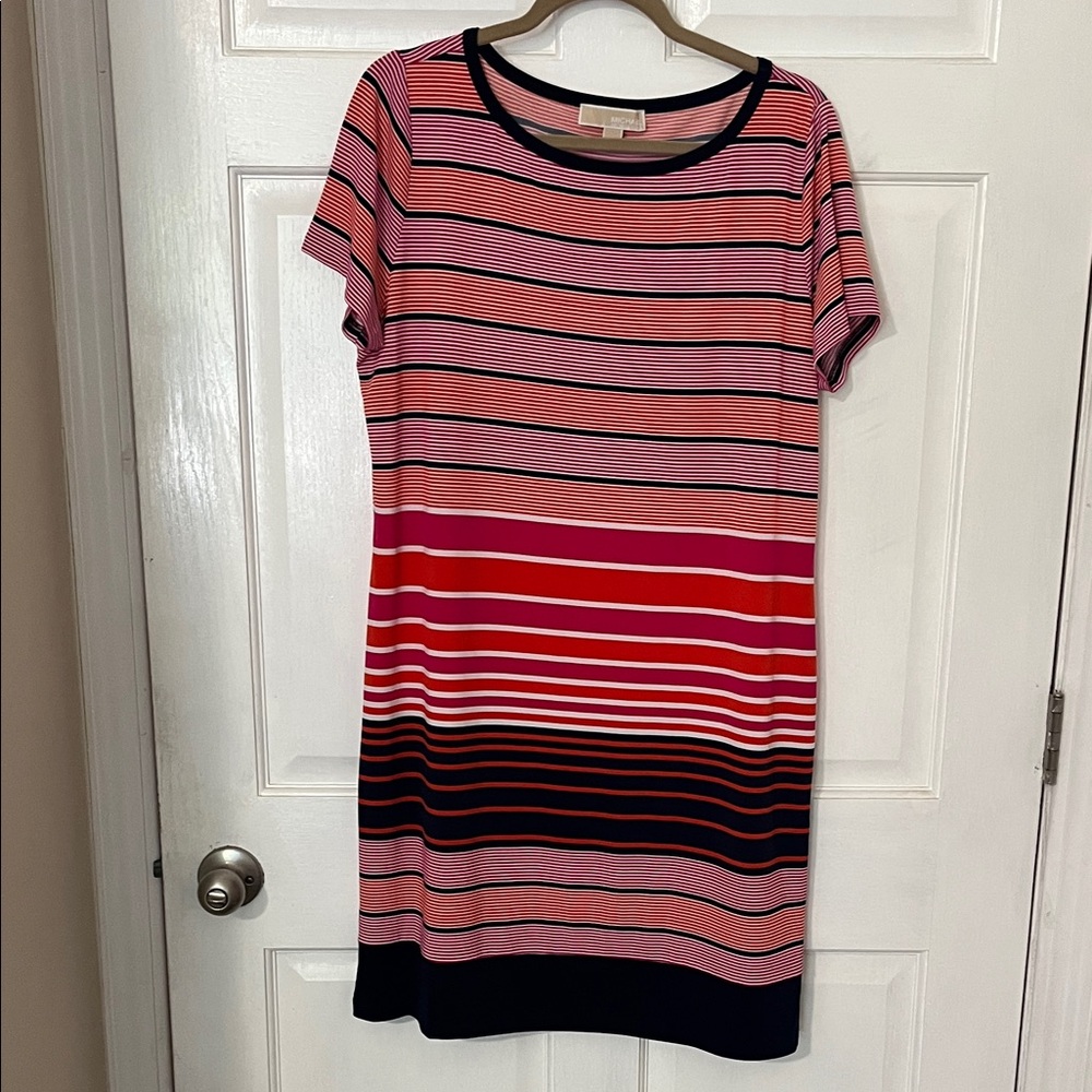 Michael Kors Pink and Red Striped Mini Dress